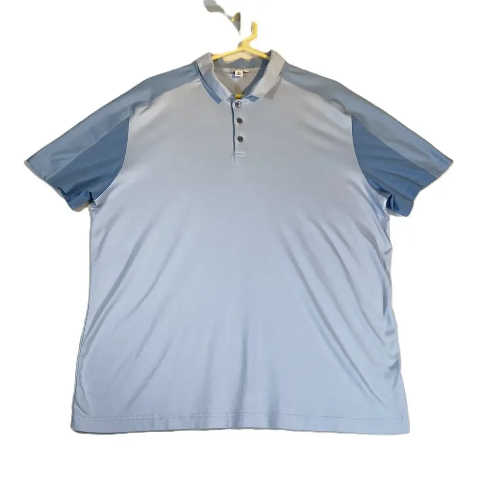 Calvin Klein Polo Shirt Men's XL Blue Colorblock Short Sleeve SOFT Cotton Resort